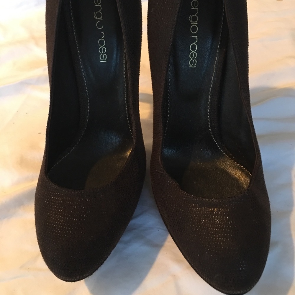 Sergio Rossi brown leather platform pumps